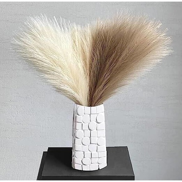 Perfect Pampas Grass 8 Faux Stems 17 " White/ Beige/Taupe Mixed Home Decor NIB - Picture 2 of 7